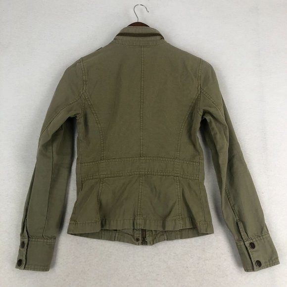 Trouve Women's Size X-Small Green Full Zip Long Sleeve Cotton Utility Jacket - Picture 12 of 13